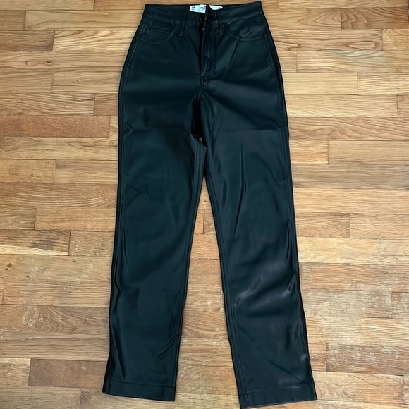 faux leather straight leg pants - Picture 2 of 2